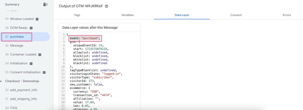 enhanced conversions - event in de datalayer