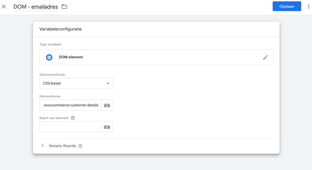 enhanced conversions - DOM-elementvariabele in GTM