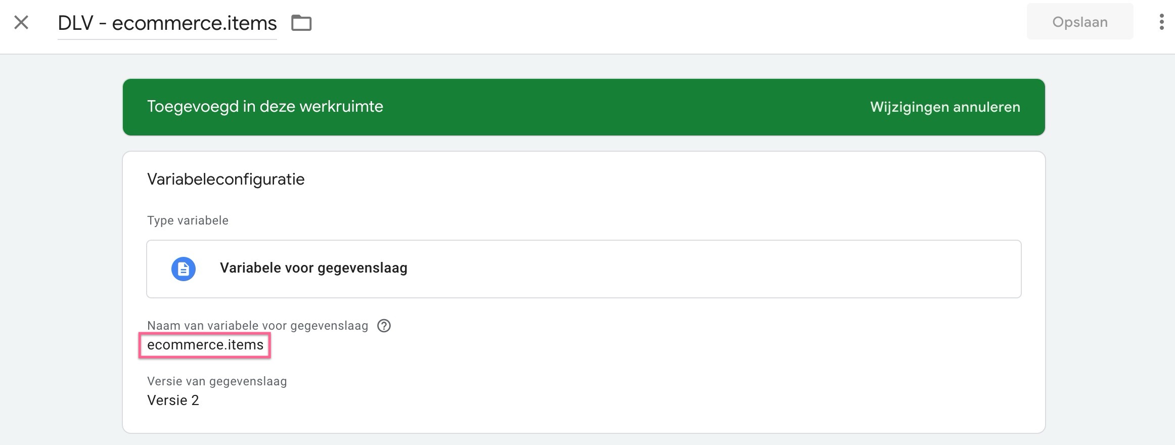 configuratie items variabele