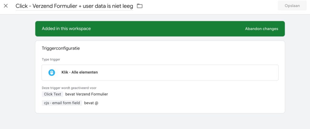user provided data event - klik-trigger op verzendknop